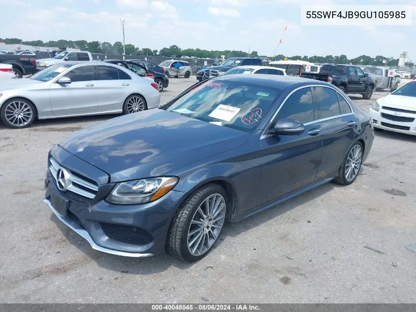 2016 Mercedes-Benz C 300 Luxury/Sport VIN: 55SWF4JB9GU105985 Lot: 40048045