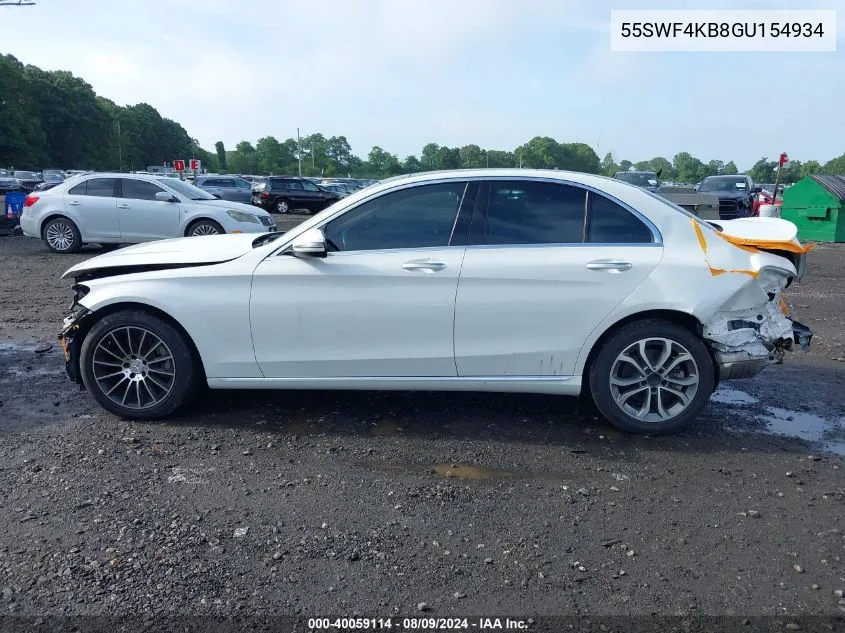 2016 Mercedes-Benz C 300 4Matic/Luxury 4Matic/Sport 4Matic VIN: 55SWF4KB8GU154934 Lot: 40059114