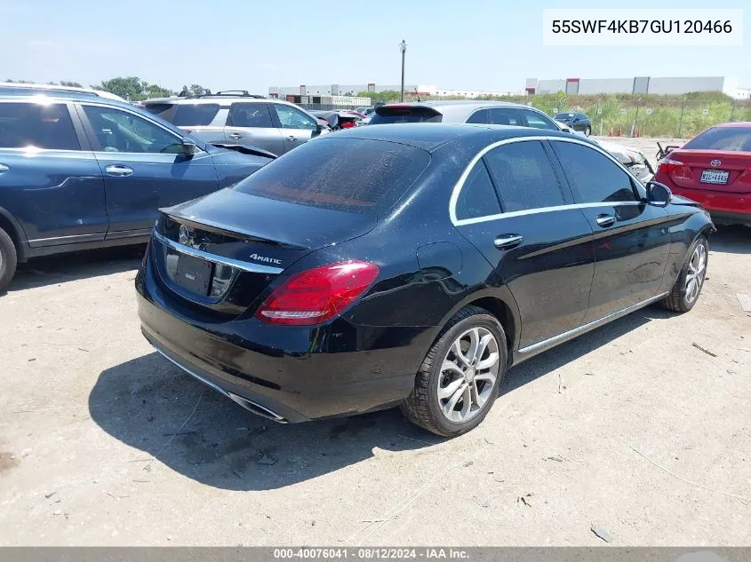 2016 Mercedes-Benz C 300 4Matic/Luxury 4Matic/Sport 4Matic VIN: 55SWF4KB7GU120466 Lot: 40076041