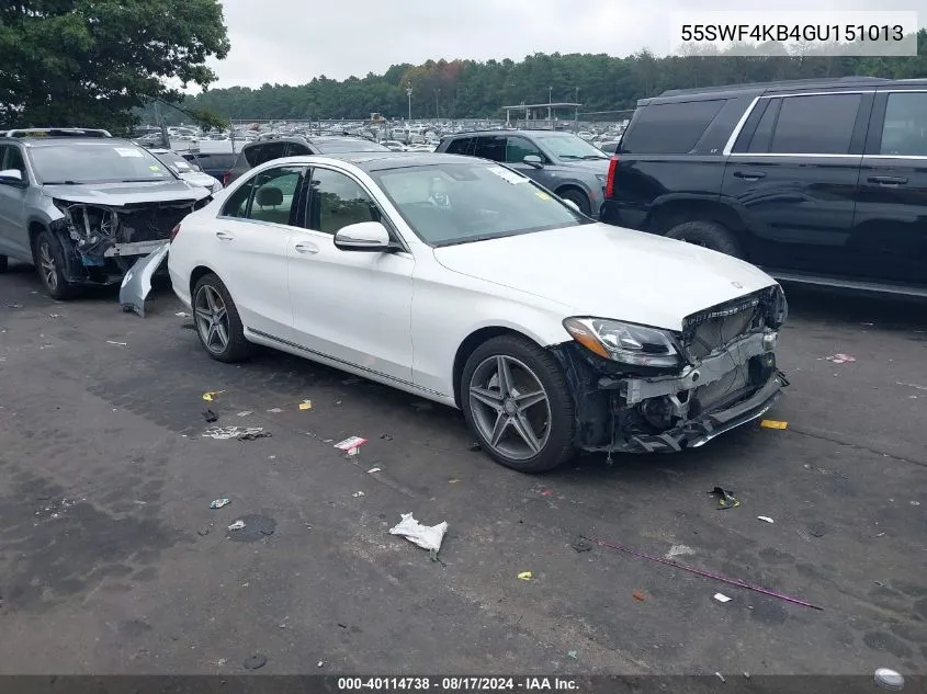 2016 Mercedes-Benz C 300 4Matic/Luxury 4Matic/Sport 4Matic VIN: 55SWF4KB4GU151013 Lot: 40114738