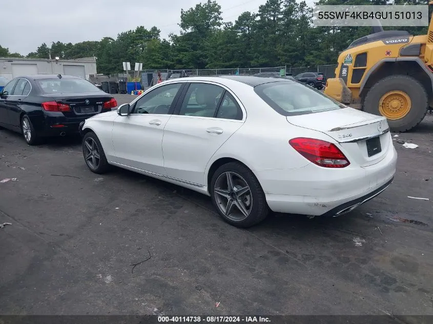 2016 Mercedes-Benz C 300 4Matic/Luxury 4Matic/Sport 4Matic VIN: 55SWF4KB4GU151013 Lot: 40114738