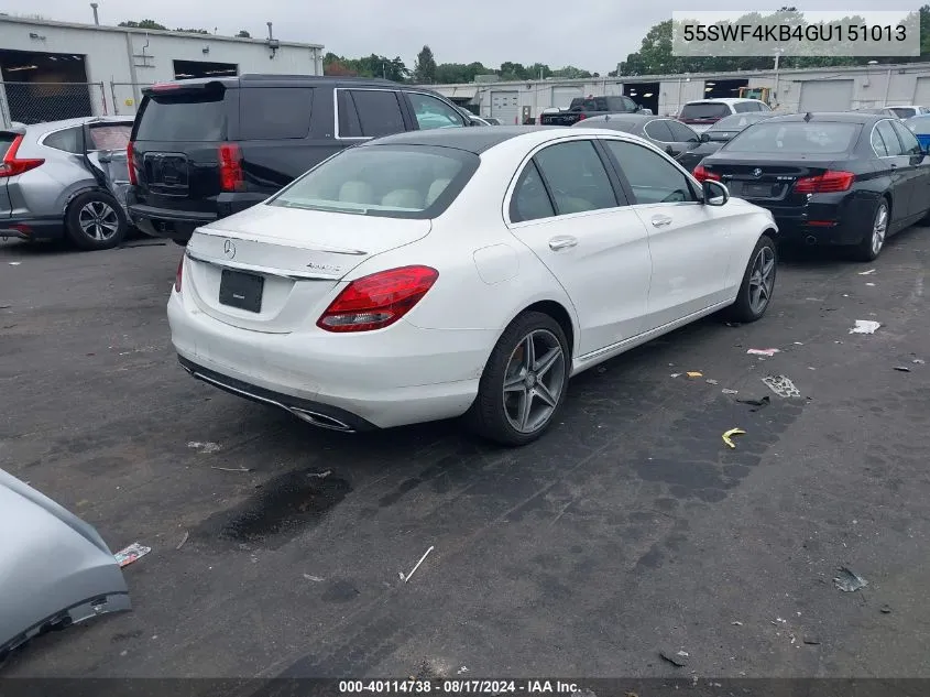 2016 Mercedes-Benz C 300 4Matic/Luxury 4Matic/Sport 4Matic VIN: 55SWF4KB4GU151013 Lot: 40114738