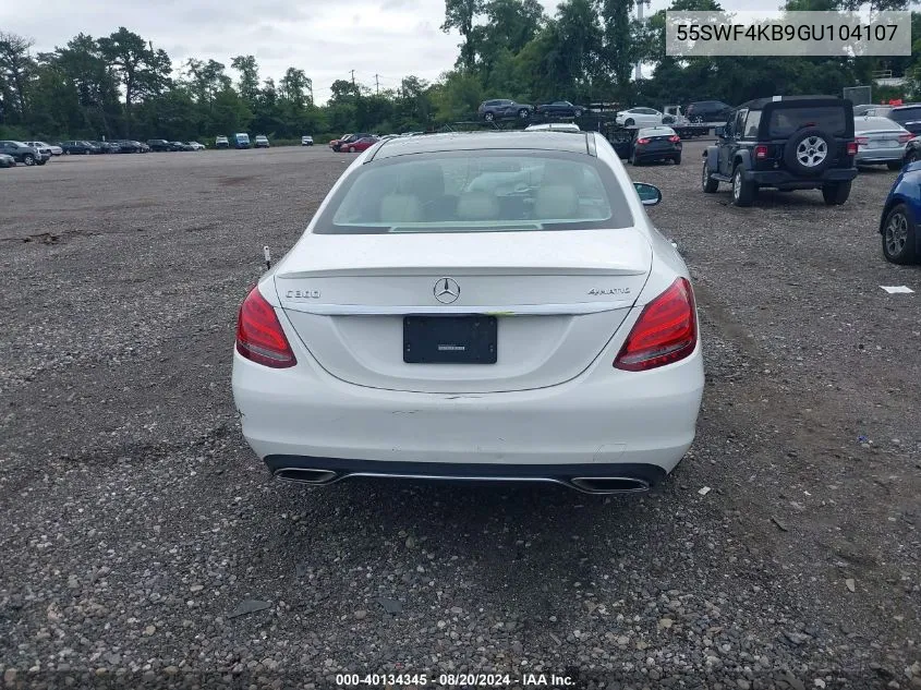 2016 Mercedes-Benz C 300 4Matic/Luxury 4Matic/Sport 4Matic VIN: 55SWF4KB9GU104107 Lot: 40134345