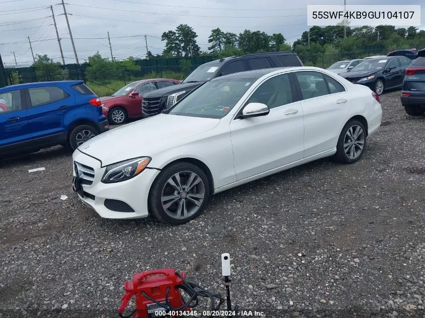 2016 Mercedes-Benz C 300 4Matic/Luxury 4Matic/Sport 4Matic VIN: 55SWF4KB9GU104107 Lot: 40134345