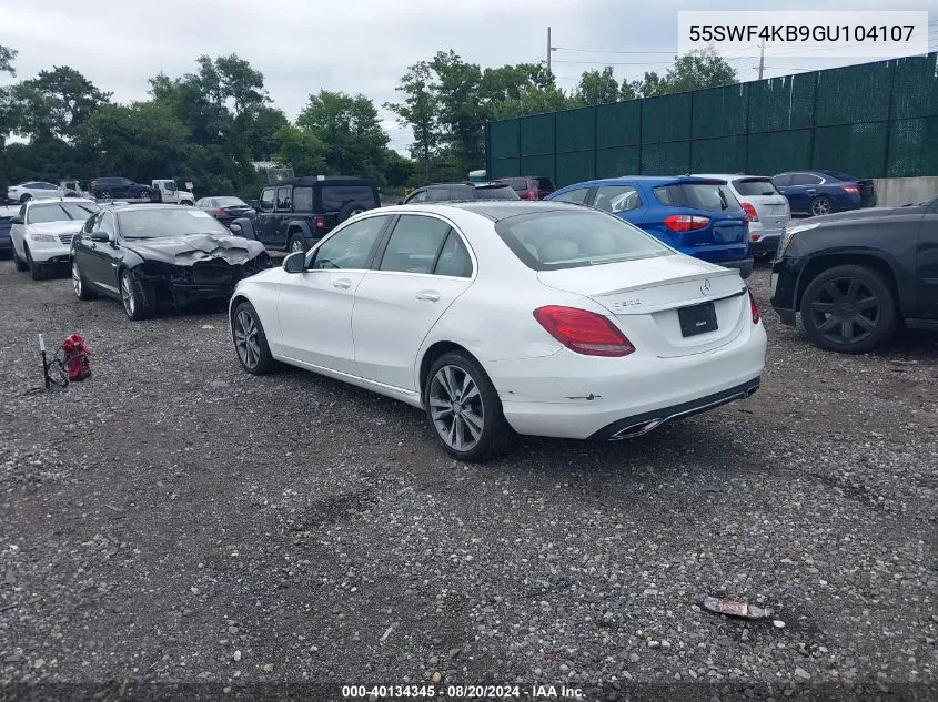 2016 Mercedes-Benz C 300 4Matic/Luxury 4Matic/Sport 4Matic VIN: 55SWF4KB9GU104107 Lot: 40134345