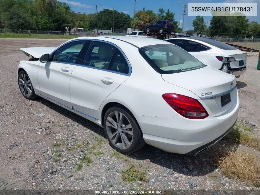 2016 Mercedes-Benz C 300 Luxury/Sport VIN: 55SWF4JB1GU178431 Lot: 40210810