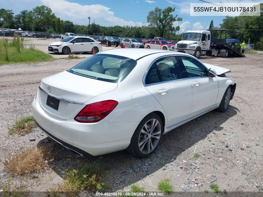 2016 Mercedes-Benz C 300 Luxury/Sport VIN: 55SWF4JB1GU178431 Lot: 40210810