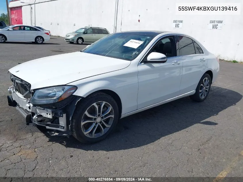 2016 Mercedes-Benz C 300 4Matic/Luxury 4Matic/Sport 4Matic VIN: 55SWF4KBXGU139416 Lot: 40276854