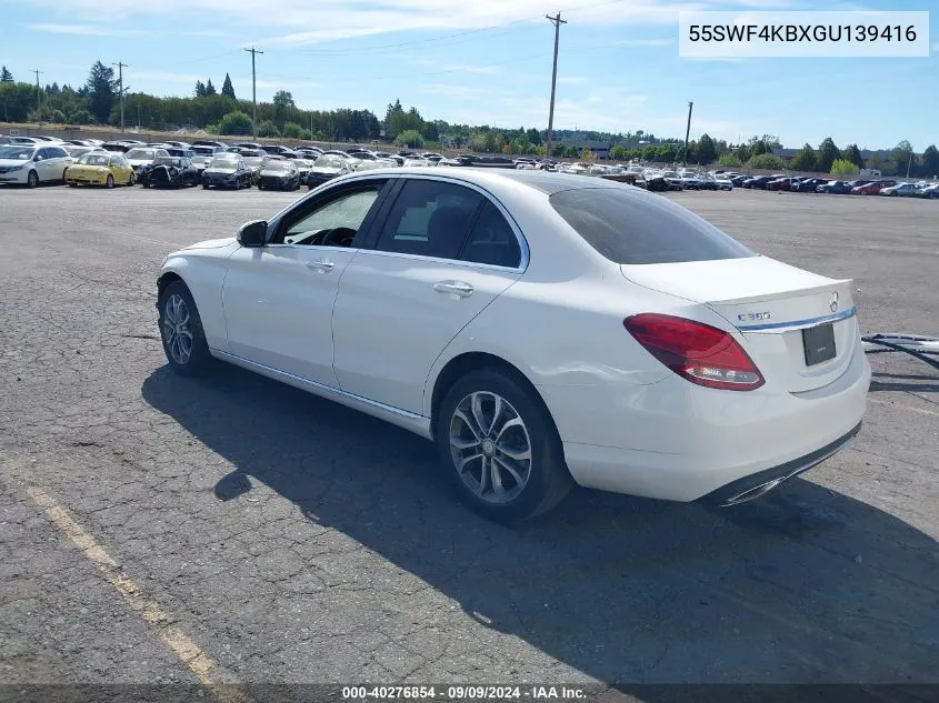 2016 Mercedes-Benz C 300 4Matic/Luxury 4Matic/Sport 4Matic VIN: 55SWF4KBXGU139416 Lot: 40276854