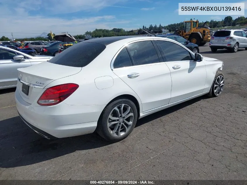 2016 Mercedes-Benz C 300 4Matic/Luxury 4Matic/Sport 4Matic VIN: 55SWF4KBXGU139416 Lot: 40276854