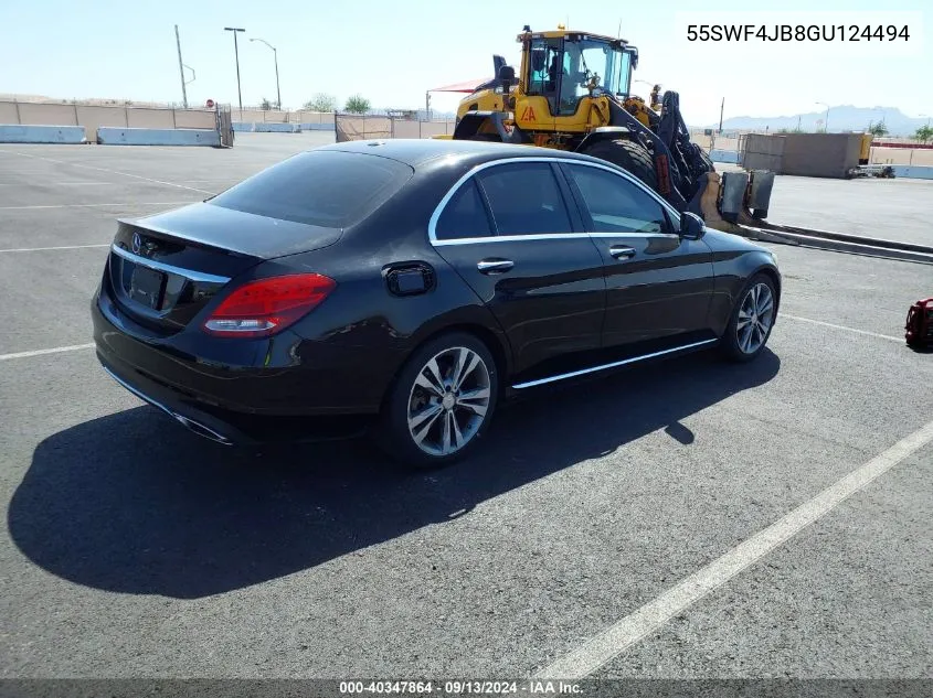 2016 Mercedes-Benz C 300 300 VIN: 55SWF4JB8GU124494 Lot: 40347864