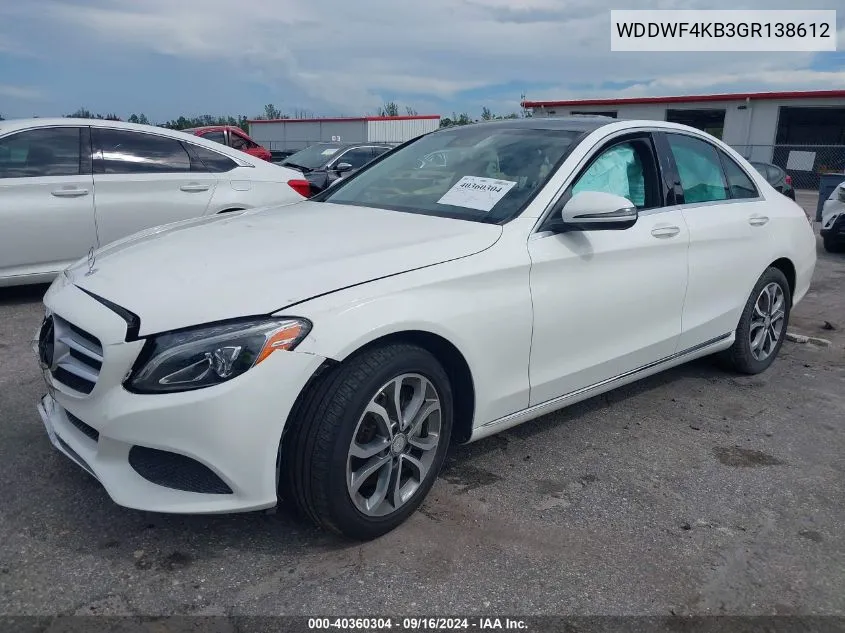 2016 Mercedes-Benz C 300 4Matic/Luxury 4Matic/Sport 4Matic VIN: WDDWF4KB3GR138612 Lot: 40360304