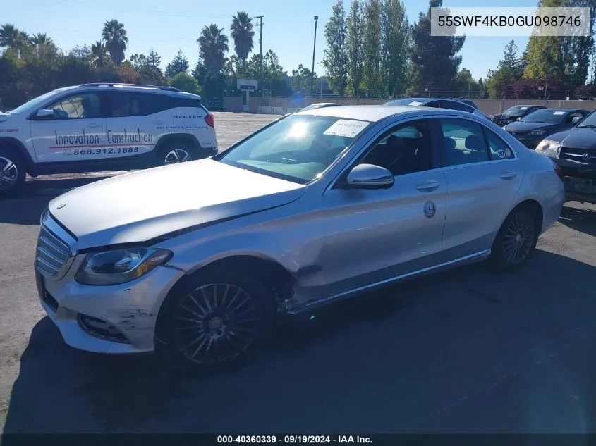 2016 Mercedes-Benz C 300 4Matic/Luxury 4Matic/Sport 4Matic VIN: 55SWF4KB0GU098746 Lot: 40360339