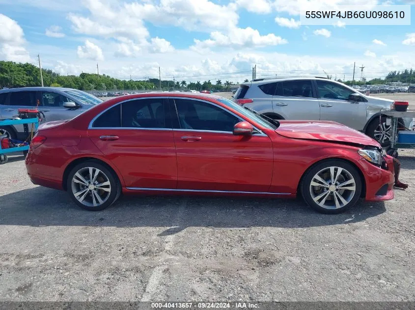 2016 Mercedes-Benz C 300 Luxury/Sport VIN: 55SWF4JB6GU098610 Lot: 40413657