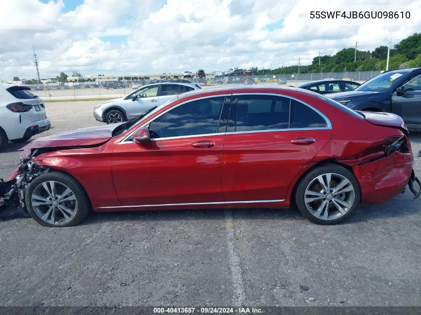 2016 Mercedes-Benz C 300 Luxury/Sport VIN: 55SWF4JB6GU098610 Lot: 40413657