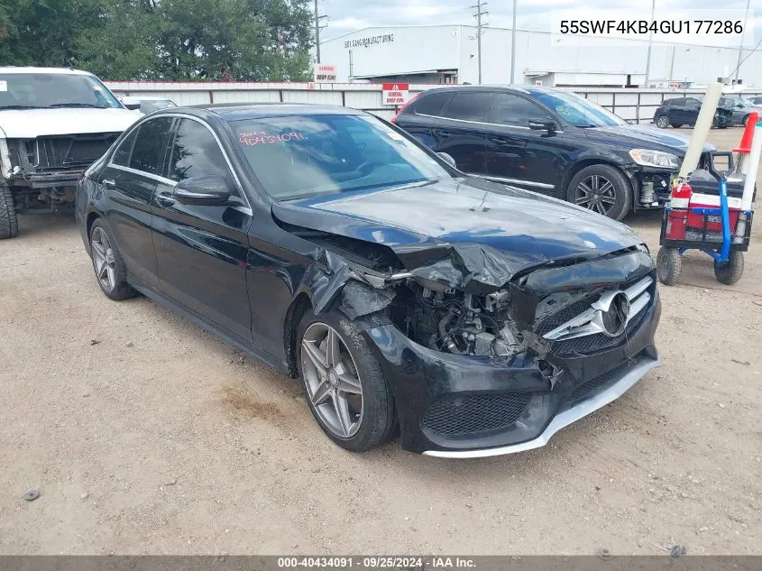 2016 Mercedes-Benz C 300 4Matic/Luxury 4Matic/Sport 4Matic VIN: 55SWF4KB4GU177286 Lot: 40434091