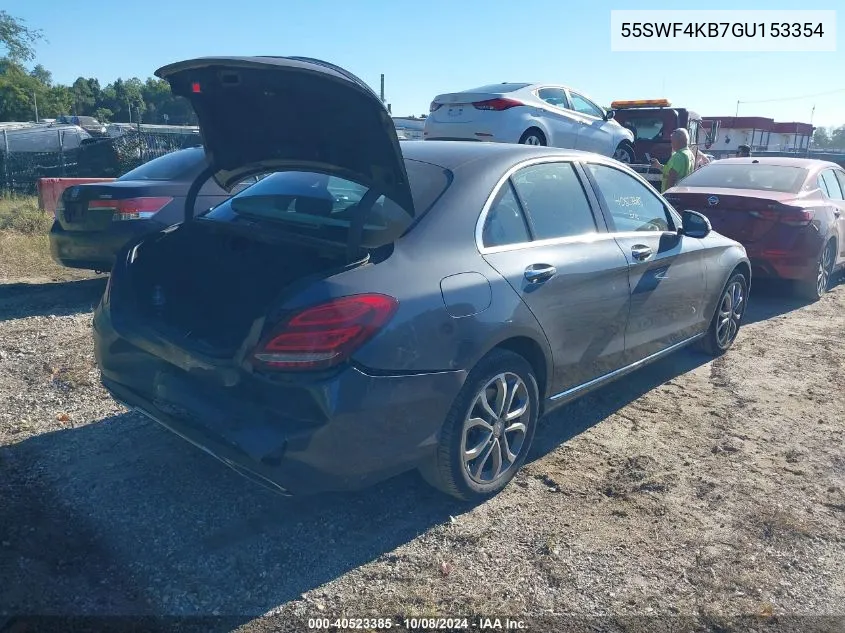 2016 Mercedes-Benz C 300 4Matic/Luxury 4Matic/Sport 4Matic VIN: 55SWF4KB7GU153354 Lot: 40523385