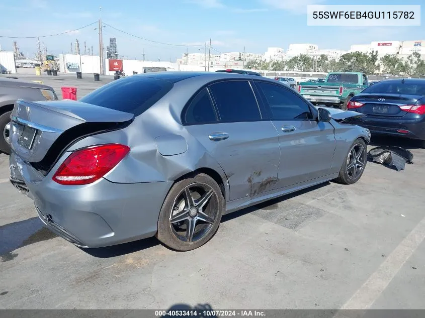 2016 Mercedes-Benz C 450 Amg 4Matic VIN: 55SWF6EB4GU115782 Lot: 40533414