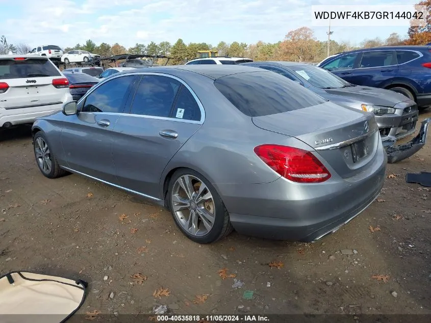 2016 Mercedes-Benz C 300 4Matic/Luxury 4Matic/Sport 4Matic VIN: WDDWF4KB7GR144042 Lot: 40535818