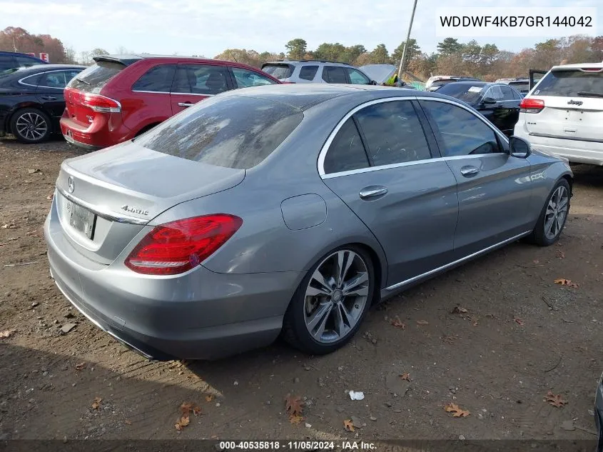 2016 Mercedes-Benz C 300 4Matic/Luxury 4Matic/Sport 4Matic VIN: WDDWF4KB7GR144042 Lot: 40535818