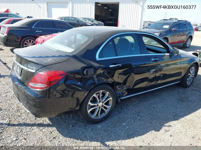 2016 Mercedes-Benz C 300 4Matic/Luxury 4Matic/Sport 4Matic VIN: 55SWF4KBXGU160377 Lot: 40540138