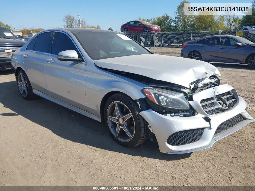 2016 Mercedes-Benz C 300 4Matic VIN: 55SWF4KB3GU141038 Lot: 40565501