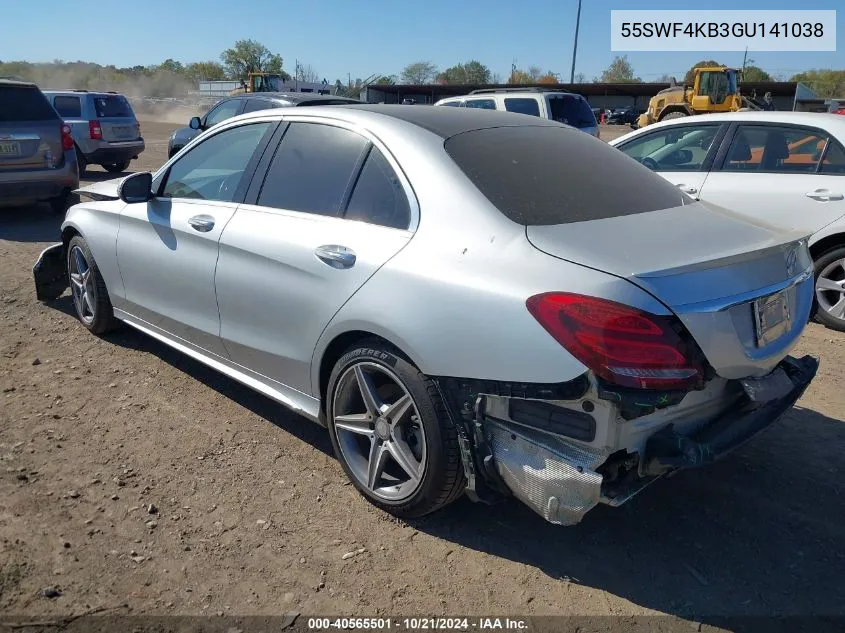 2016 Mercedes-Benz C 300 4Matic VIN: 55SWF4KB3GU141038 Lot: 40565501