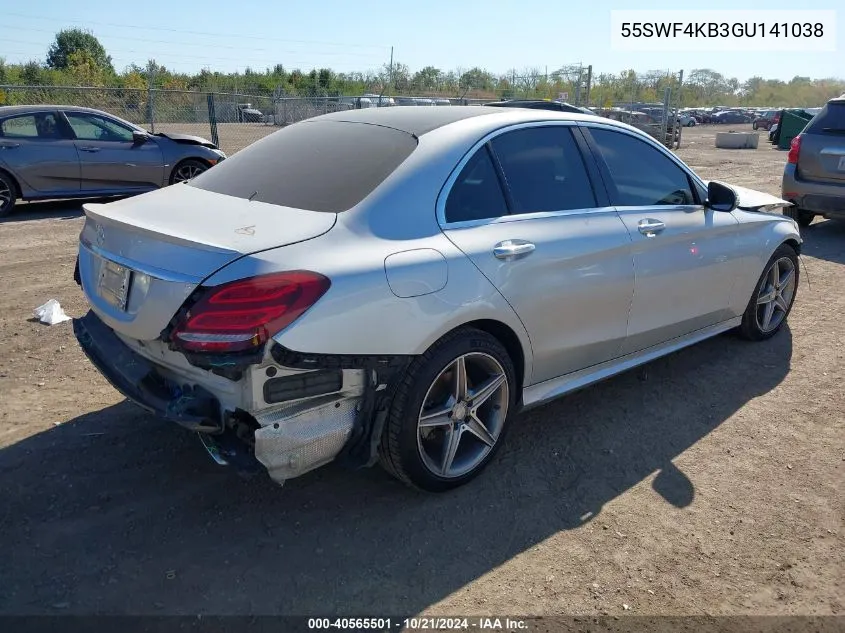 2016 Mercedes-Benz C 300 4Matic VIN: 55SWF4KB3GU141038 Lot: 40565501