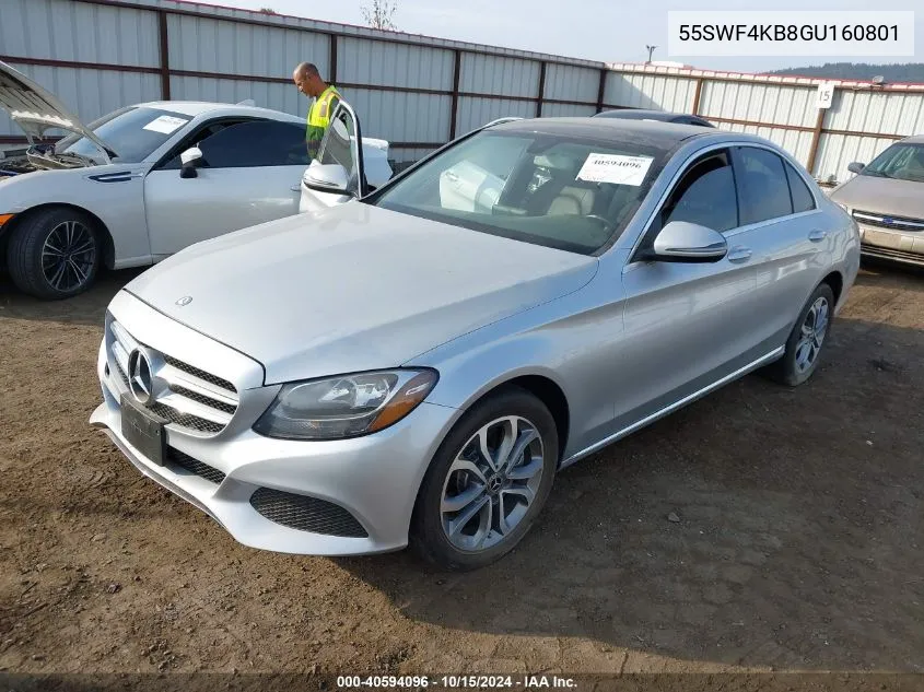 2016 Mercedes-Benz C 300 4Matic/Luxury 4Matic/Sport 4Matic VIN: 55SWF4KB8GU160801 Lot: 40594096