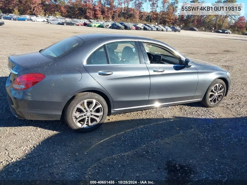 2016 Mercedes-Benz C 300 4Matic/Luxury 4Matic/Sport 4Matic VIN: 55SWF4KB1GU119815 Lot: 40651455