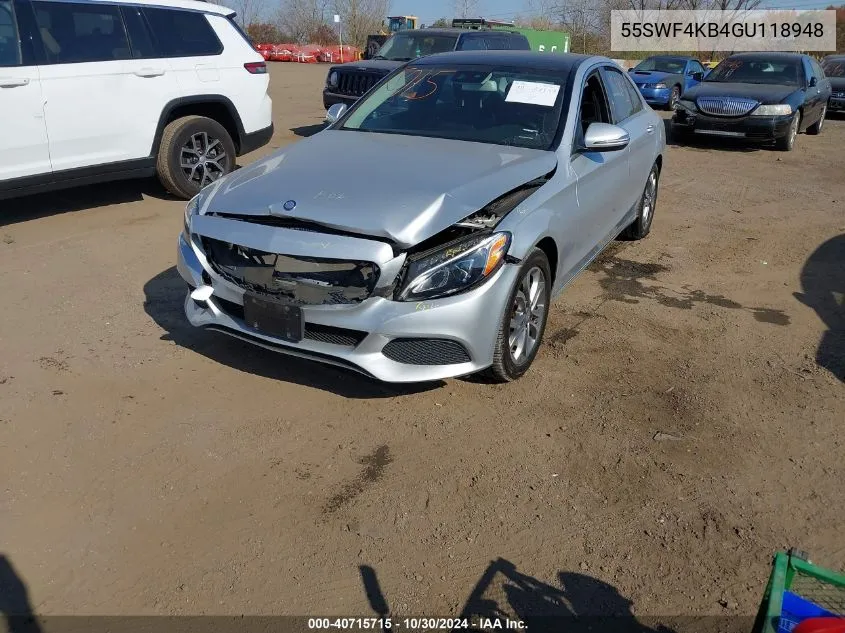 2016 Mercedes-Benz C 300 4Matic/Luxury 4Matic/Sport 4Matic VIN: 55SWF4KB4GU118948 Lot: 40715715