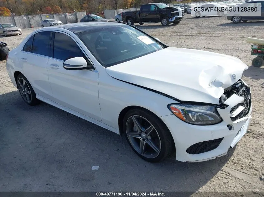 2016 Mercedes-Benz C 4Matic/Luxury 4Matic/Sport 4Matic VIN: 55SWF4KB4GU128380 Lot: 40771190