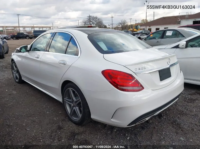 2016 Mercedes-Benz C 300 4Matic/Luxury 4Matic/Sport 4Matic VIN: 55SWF4KB3GU163024 Lot: 40793067