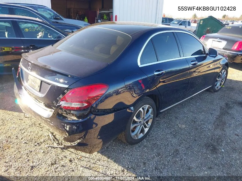 2016 Mercedes-Benz C 300 4Matic/Luxury 4Matic/Sport 4Matic VIN: 55SWF4KB8GU102428 Lot: 40804607