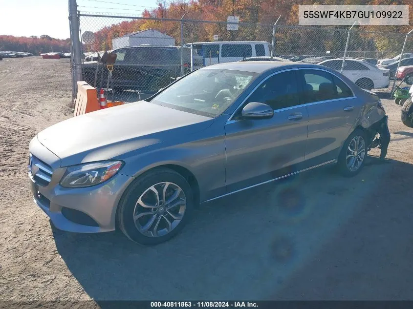 2016 Mercedes-Benz C 300 4Matic/Luxury 4Matic/Sport 4Matic VIN: 55SWF4KB7GU109922 Lot: 40811863