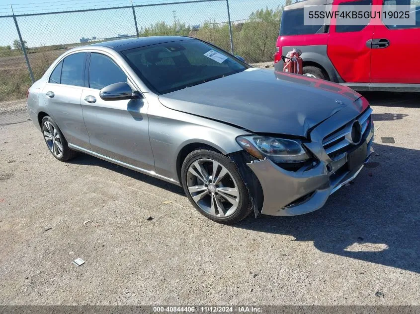 2016 Mercedes-Benz C 300 4Matic/Luxury 4Matic/Sport 4Matic VIN: 55SWF4KB5GU119025 Lot: 40844406