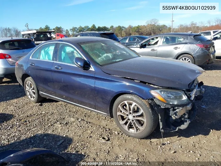 2016 Mercedes-Benz C 300 4Matic/Luxury 4Matic/Sport 4Matic VIN: 55SWF4KB0GU102939 Lot: 40855189