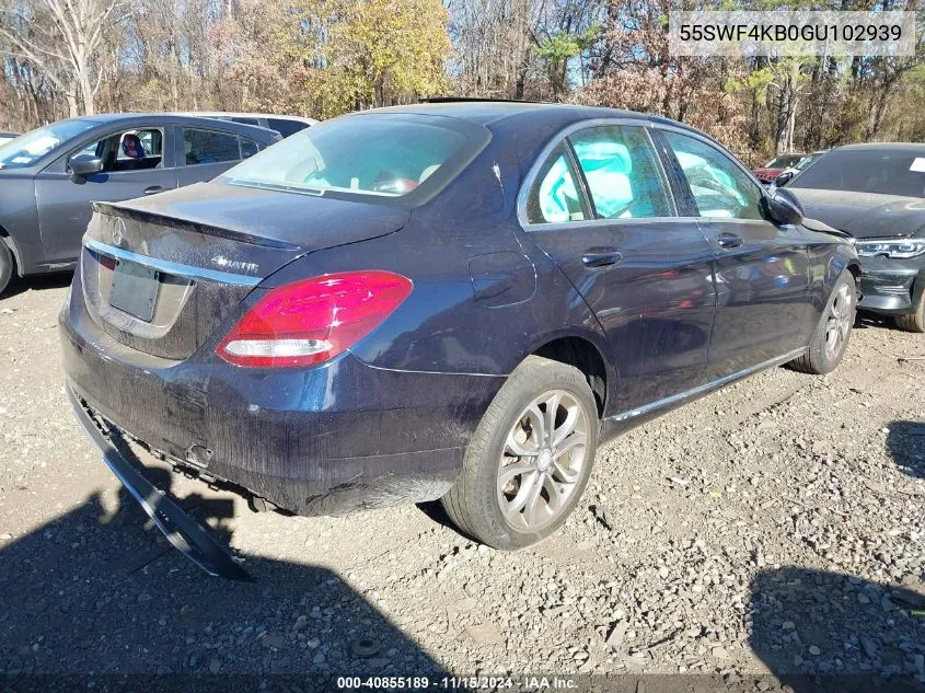 2016 Mercedes-Benz C 300 4Matic/Luxury 4Matic/Sport 4Matic VIN: 55SWF4KB0GU102939 Lot: 40855189