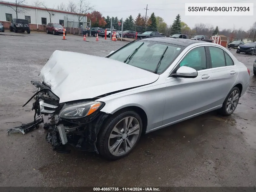 2016 Mercedes-Benz C 300 4Matic/Luxury 4Matic/Sport 4Matic VIN: 55SWF4KB4GU173934 Lot: 40857735