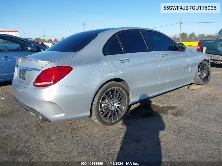 2016 Mercedes-Benz C 300 Luxury/Sport VIN: 55SWF4JB7GU176036 Lot: 40868596