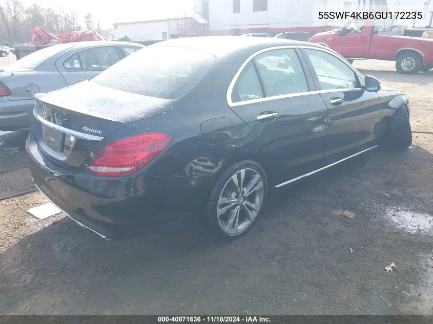 2016 Mercedes-Benz C 300 4Matic/Luxury 4Matic/Sport 4Matic VIN: 55SWF4KB6GU172235 Lot: 40871636