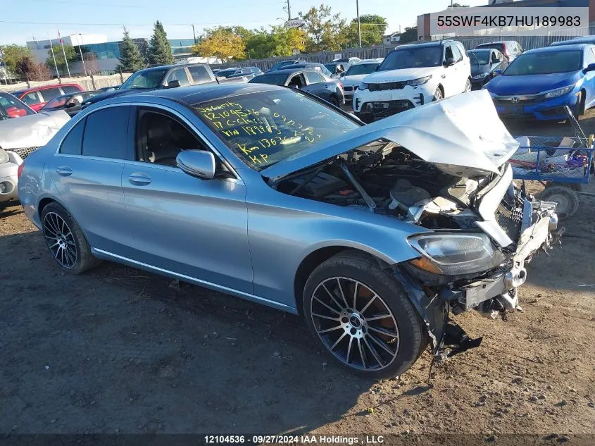 2017 Mercedes-Benz C-Class VIN: 55SWF4KB7HU189983 Lot: 12104536