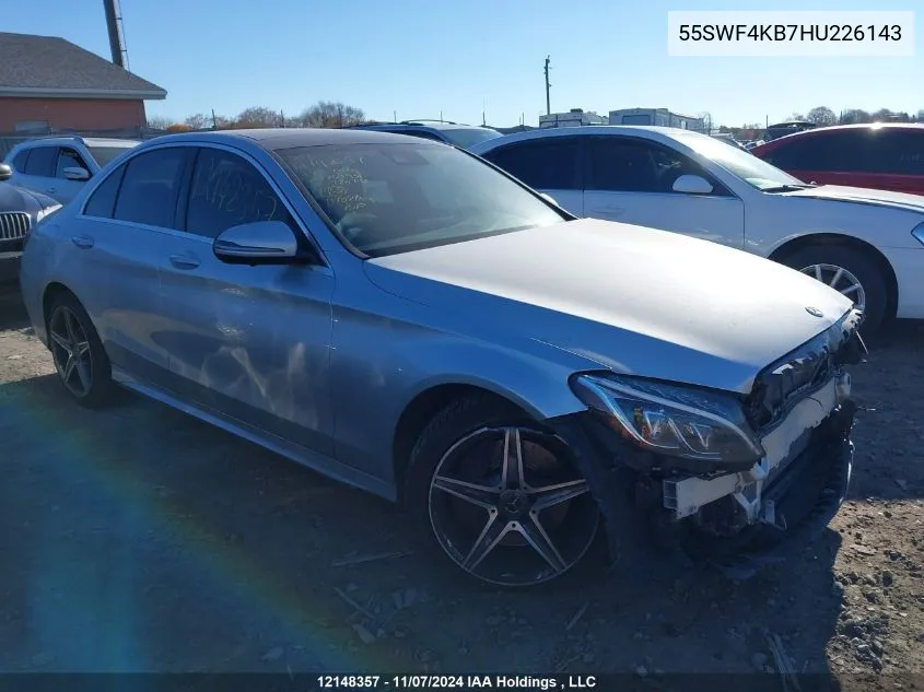 2017 Mercedes-Benz C-Class VIN: 55SWF4KB7HU226143 Lot: 12148357