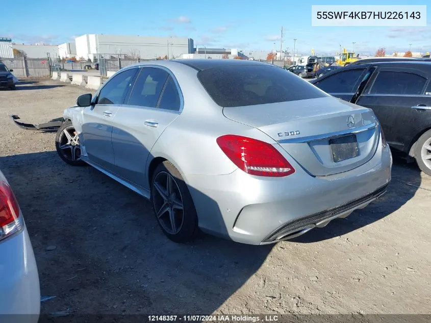 2017 Mercedes-Benz C-Class VIN: 55SWF4KB7HU226143 Lot: 12148357