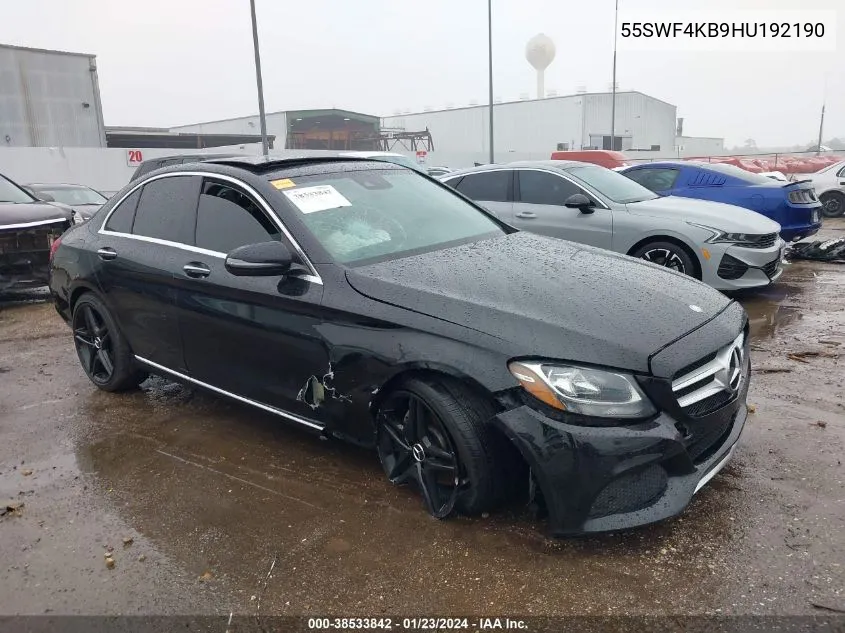 2017 Mercedes-Benz C 300 4Matic/Luxury 4Matic/Sport 4Matic VIN: 55SWF4KB9HU192190 Lot: 38533842