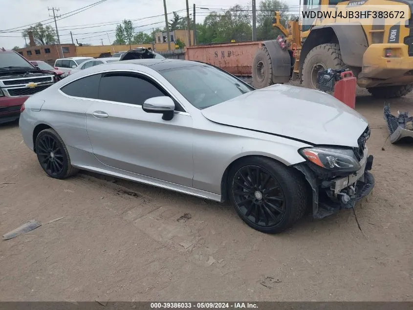 2017 Mercedes-Benz C 300 VIN: WDDWJ4JB3HF383672 Lot: 39386033