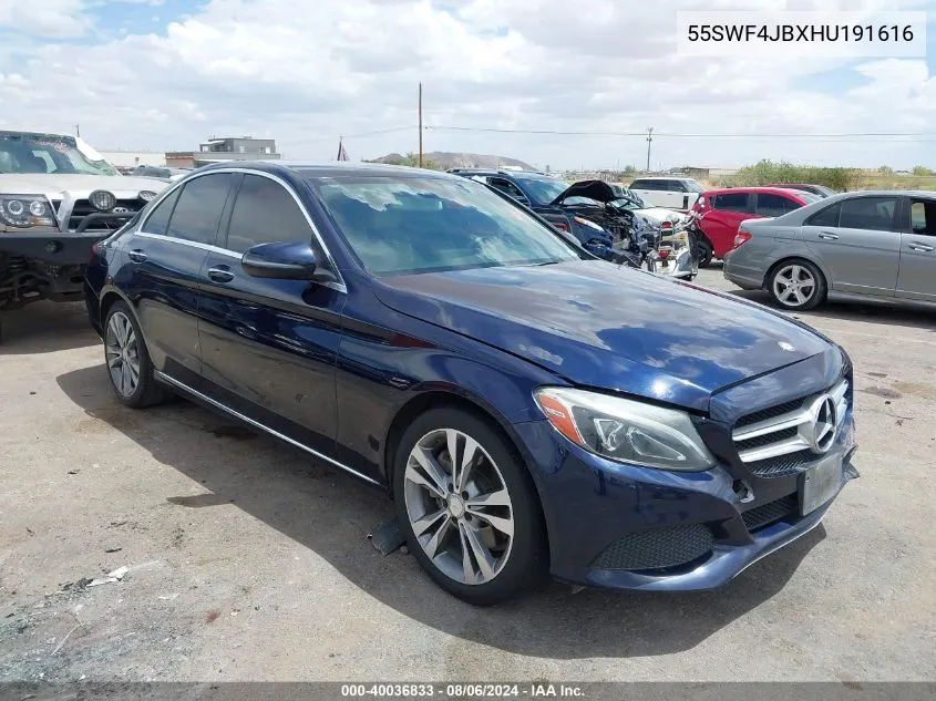 2017 Mercedes-Benz C 300 Luxury/Sport VIN: 55SWF4JBXHU191616 Lot: 40036833