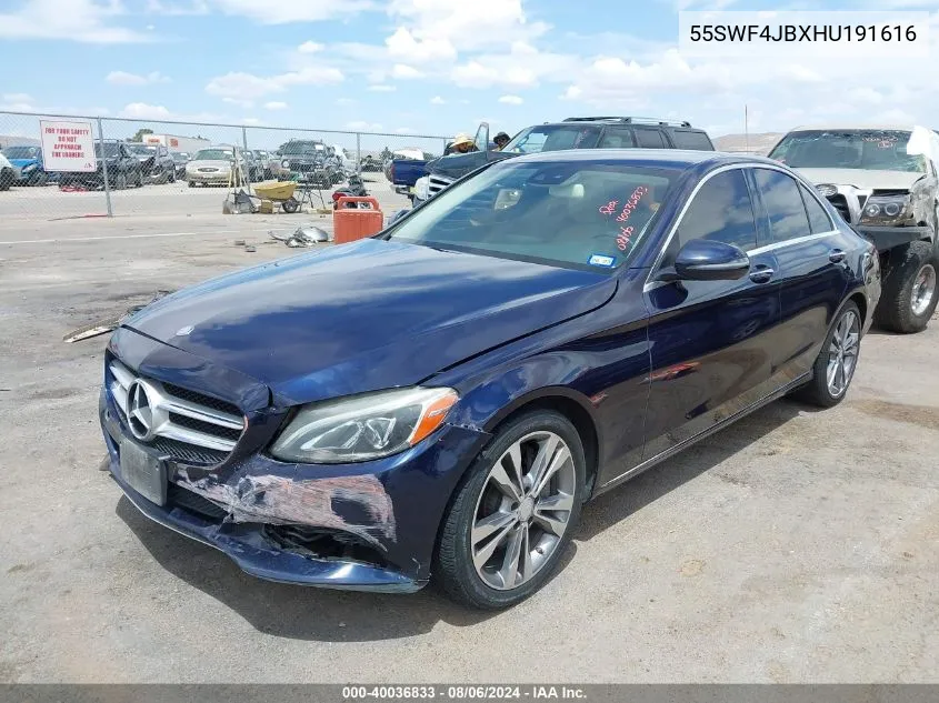 2017 Mercedes-Benz C 300 Luxury/Sport VIN: 55SWF4JBXHU191616 Lot: 40036833