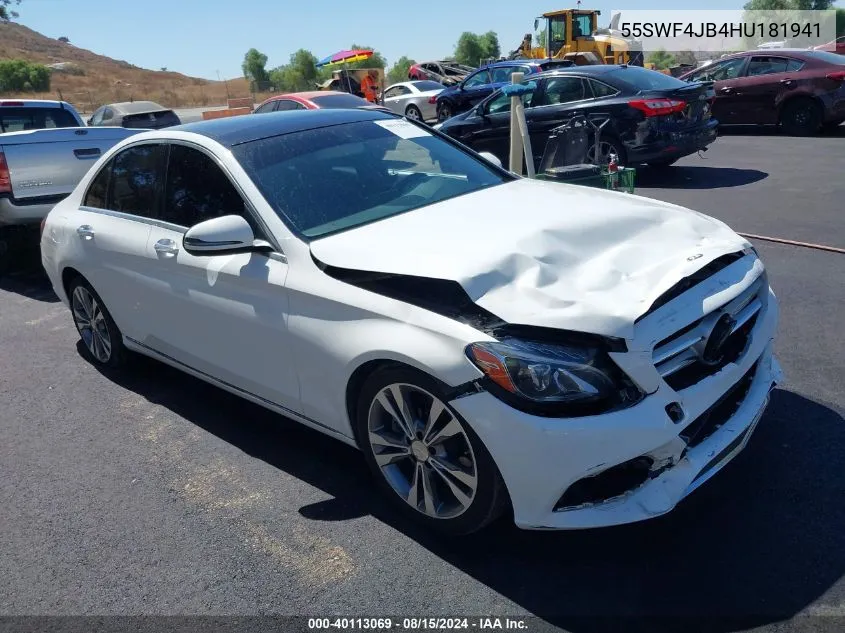 2017 Mercedes-Benz C 300 Luxury/Sport VIN: 55SWF4JB4HU181941 Lot: 40113069