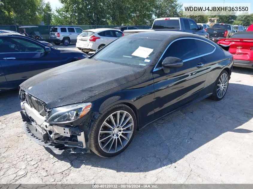 2017 Mercedes-Benz C 300 VIN: WDDWJ4JBXHF363550 Lot: 40120332